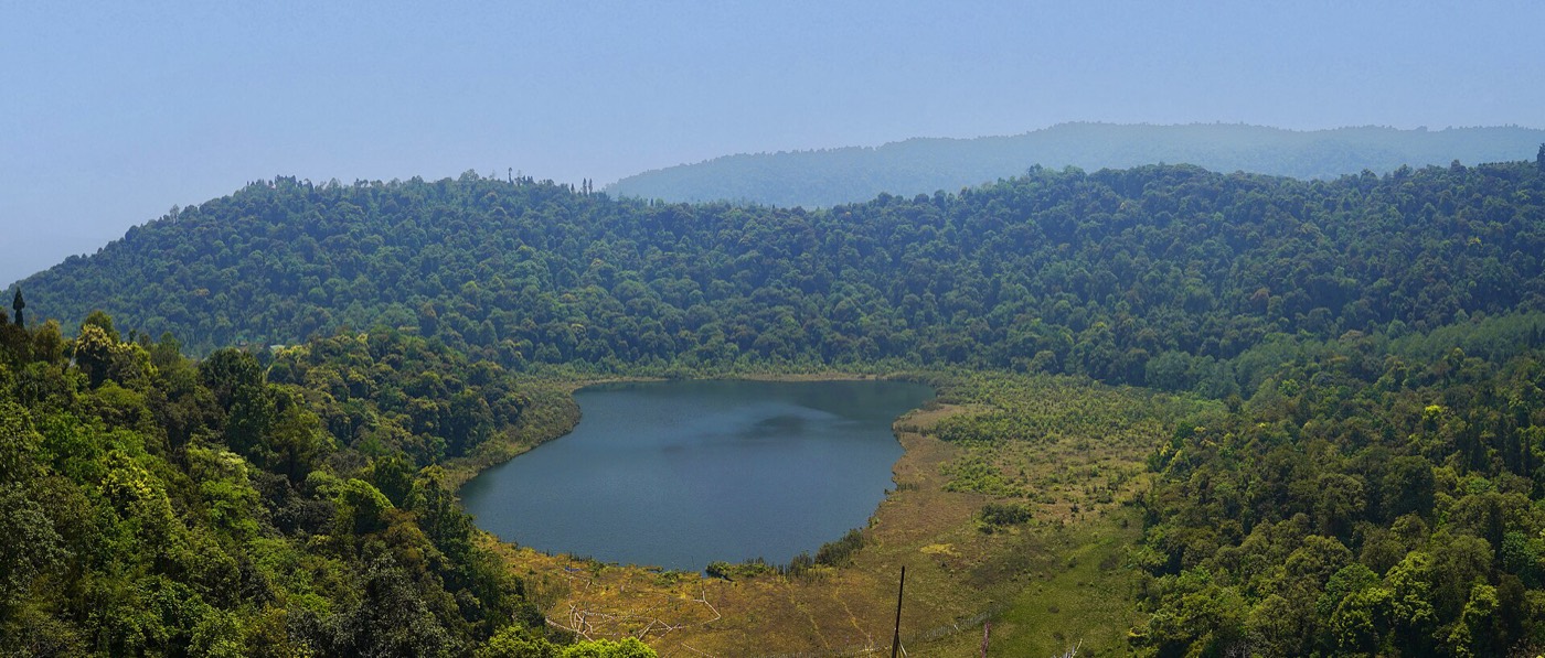 Khecheopalri sacred lake surrounded by forest near Pelling, West Sikkim