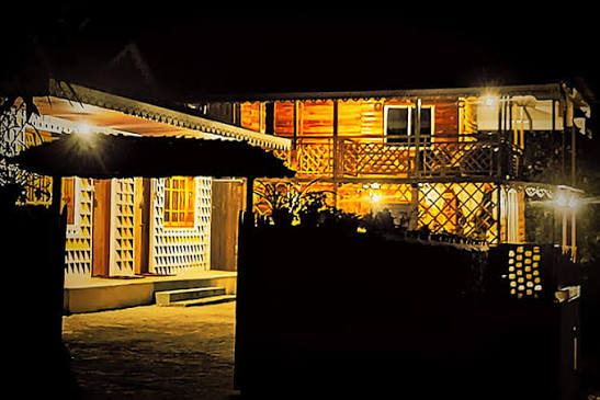 Night view of the homestay courtyard